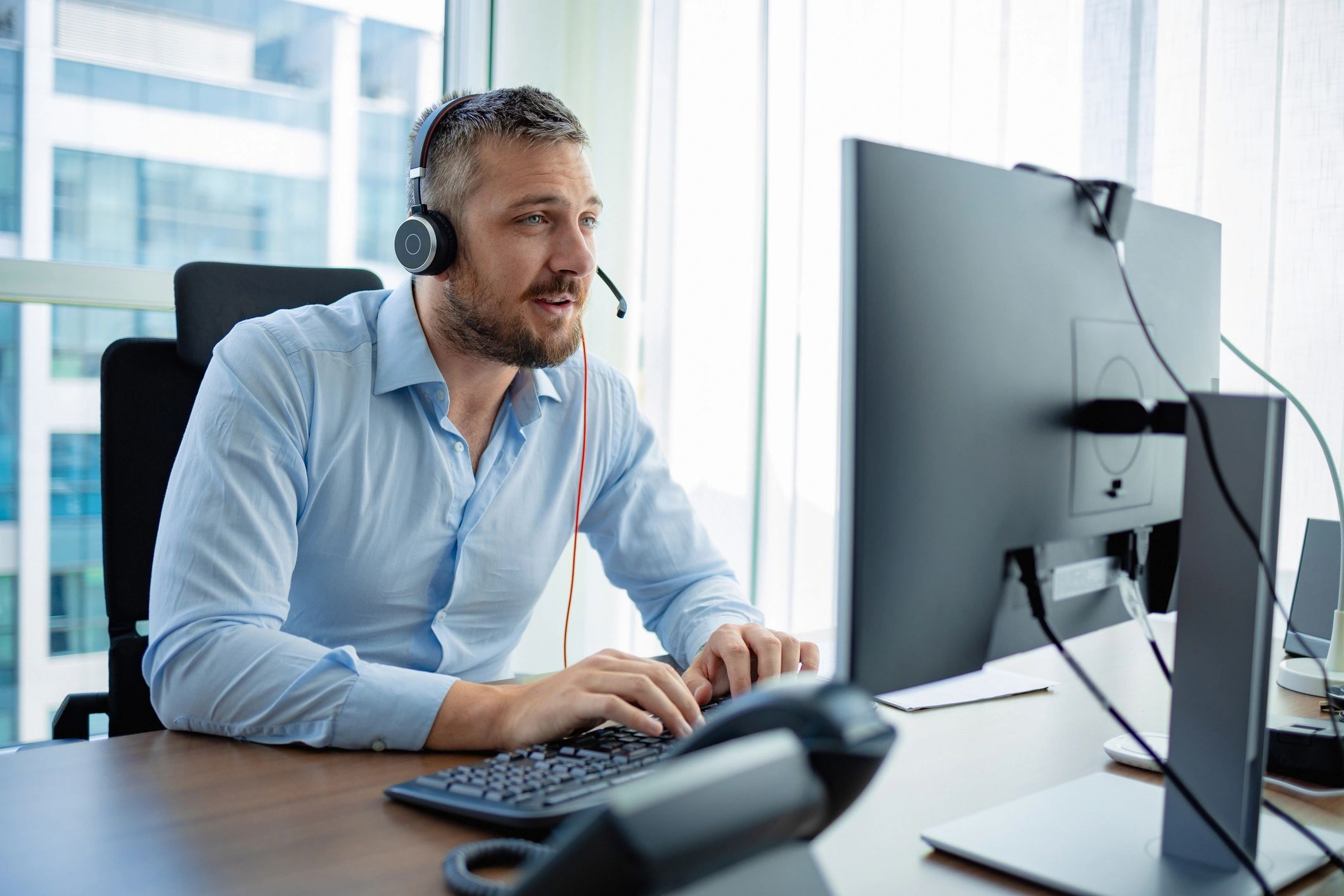 modern office phone email support professional